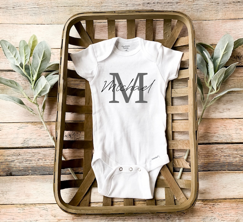 Personalized Name Baby Boy Onesie® Personalized Boy Name Etsy