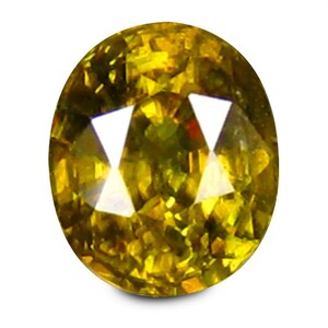 Yellow Sphene Gemstone: 1.1 Cts, Oval Step Cut, India