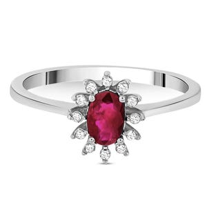 0.65ct Natural Diamond and Ruby Ring – 14K Gold Engagement or Stacking Ring – Dainty Fine Jewelry Gift for Her – July Birthstone