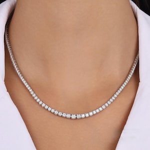 2.60 ct Diamond Graduated Tennis Necklace in 14K Solid Gold – Clair Design, Dainty Luxury Necklace, Natural Diamond Gift for Her