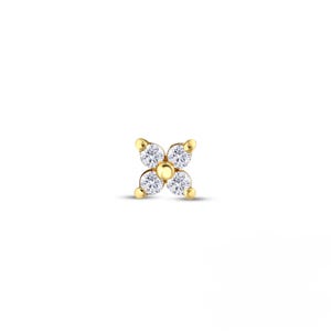 14k Gold Blume Diamant Helix Ohrring • Zierliches Knorpel Piercing • Natur Diamant Ohrstecker • 14k Gold Schmuck für das Oberohr