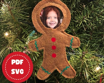Felt Ornament Pattern, Gingerbread Ornament Template, DIY Photo Ornament, SVG files for Cricut, Gift for Grandparents, Gift for Parents