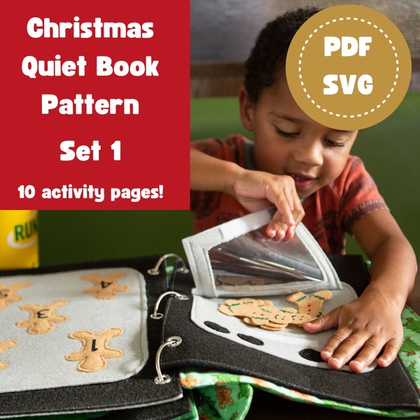 Christmas Quiet Book Pattern, Christmas Busy Book Template, Quiet Book Sewing Pattern, Sewing Tutorial, Felt Book for Kids, Activity Book