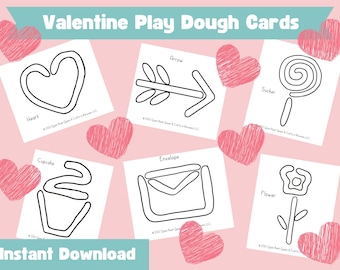 Valentine's Day Play Dough Cards, February Activity for Kids, Non Candy Valentine's Day Gift for Kids, Preschool Printable Play Dough Mat