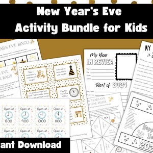 Activités pour le réveillon du Nouvel An pour les enfants, jeux familiaux pour le réveillon du Nouvel An, cartes compte à rebours imprimables du Nouvel An, BINGO DU JOUR DE LA JOURNEE, Jeux de fête du jour de la Saint-Sylvestre