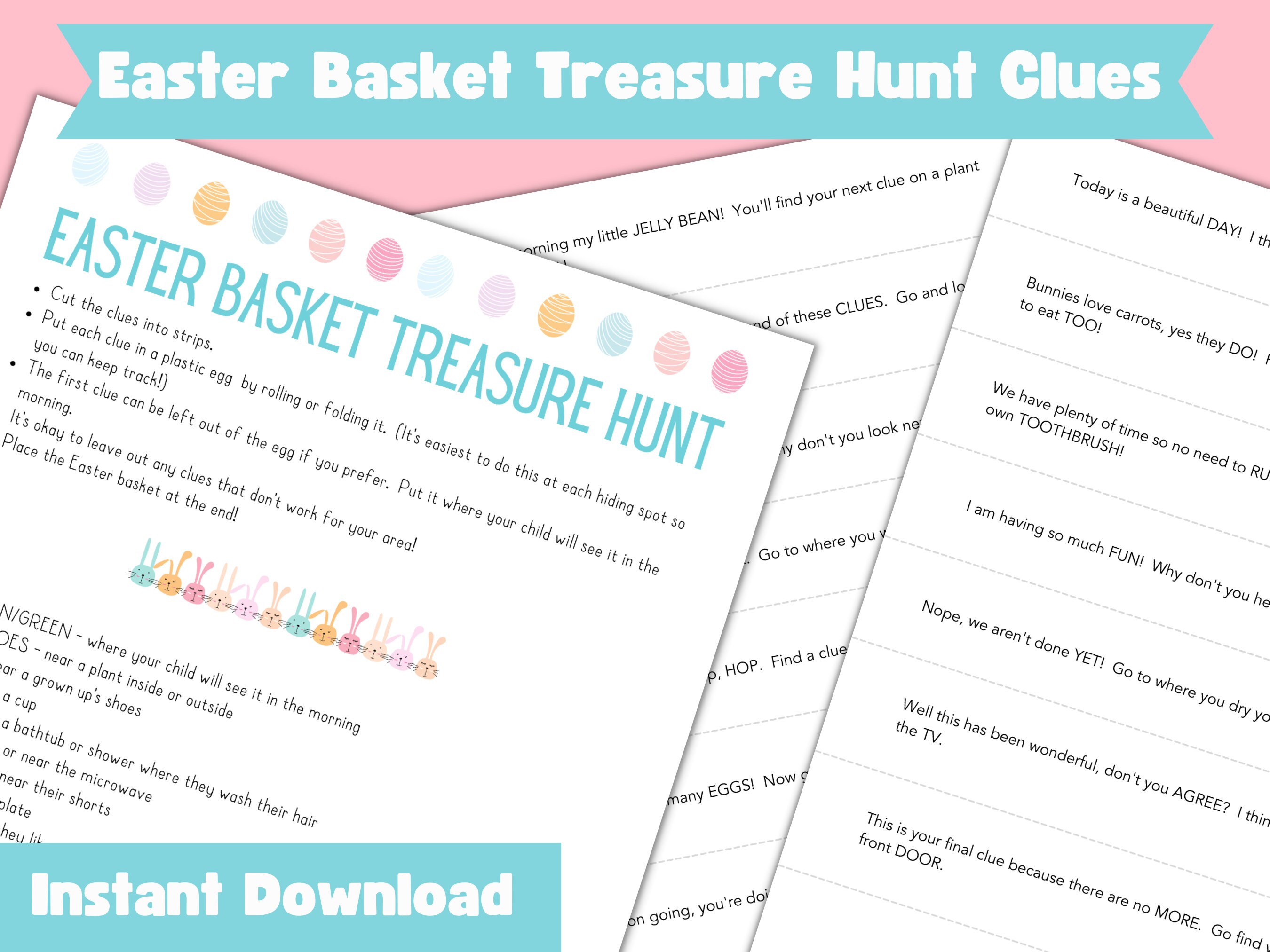 Easter Basket Treasure Hunt Clues, Easter Game, Plastic Egg Hunt