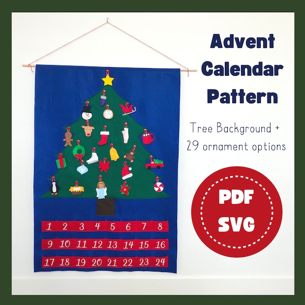 Advent Calendar Pattern, DIY Advent Calendar for Kids, Felt Advent Calendar Pattern, Christmas Countdown Calendar, Christmas Sewing Pattern