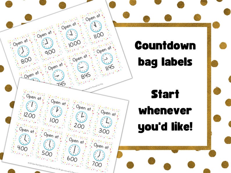 Countdown Label New Year's Eve Activities With Kids - Countdown Bags PDF Activity ...