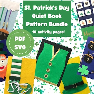 St. Patrick's Day Quiet Book Pattern, Spring Busy Book Template, Sewing Pattern, Sewing Tutorial, Felt Book for Kids, Activity Book