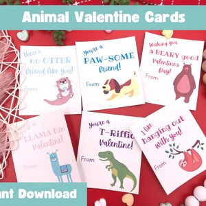 Printable Animal Valentine&#39;s Day Cards: Pun Classroom Gifts (PDF)