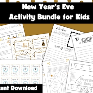 New Year's Eve Countdown Activity Bundle for Kids: Games and Goals and Reflection (PDF)
