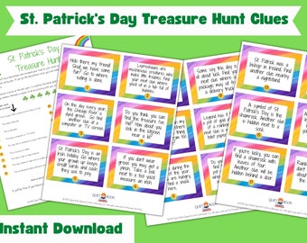 St. Patrick's Day Treasure Hunt Clues, Printable Game (PDF Pattern)
