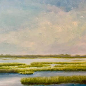 Original Oil Painting: Lowcountry Marsh Landscape, Coastal Spa Decor, 24x30