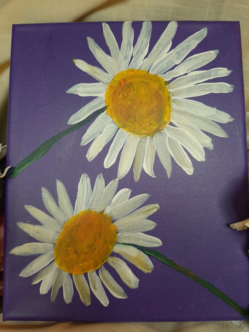 White Cone Flower Acrylic Painting Etsy