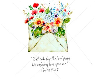 Watercolor Illustration Christian Cards Illustration Psalm 42 Instant Download PDF