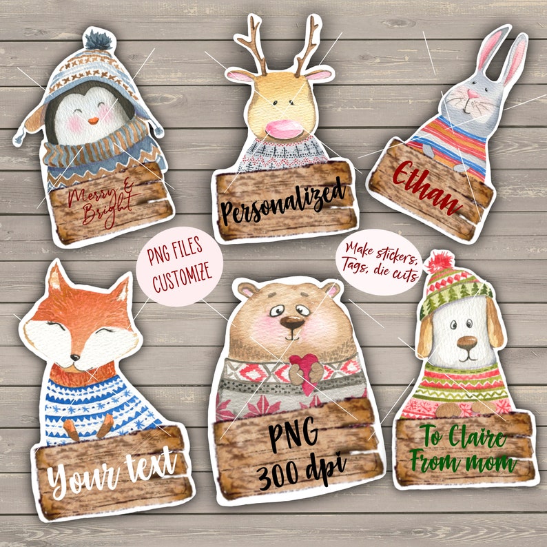 Christmas Gift Tag, Sticker PNG, Customized Printable, Personalized