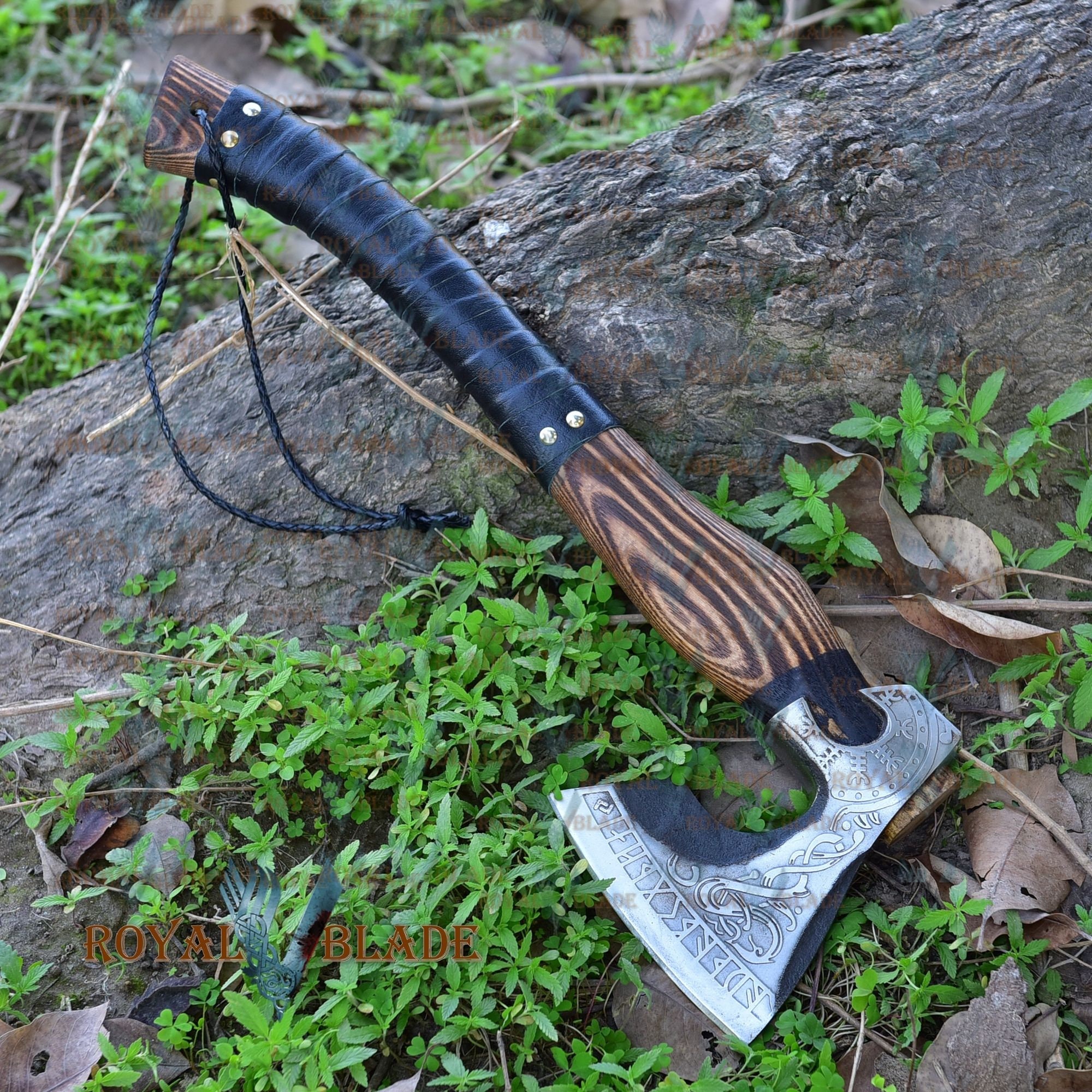 VIKING AXE with Leather Sheath, Camping Axe Throwing, Battle Hatchet