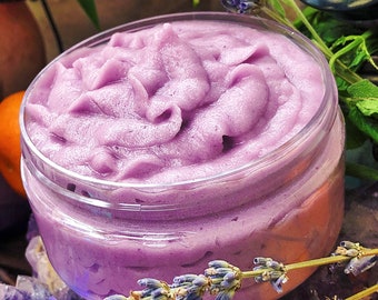 Moonbeams ~ Amethyst Sugar Scrub,Whipped Sugar Scrub,Body Polish,Handmade Skincare,Exfoliator,Skincare Gifts,Self Care, Natural,Crystals