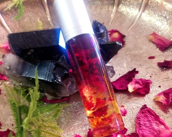 Love Spell Rose Absolute Perfume Oil: Crystal Infused Floral Anointing Ritual