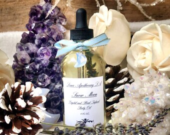 Snow Moon ~ Perfume Body Oil,Body Oil,Hair Oil,Bath Oil,Anointing Oil,Crystal Infused,Floral Infused,Ritual Oil,Aromatherapy