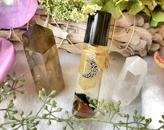 White Witch Essential Oil Perfume: Crystal Infused, Floral Aromatherapy