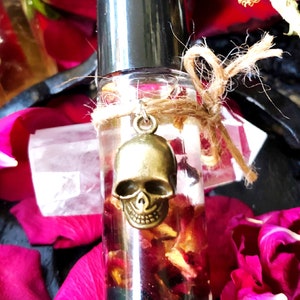Momento Mori Perfume Oil ~ Rollerball,Rose Essential Oil,Wicca,Crystal Infused,Love Spell,Apothecary,Gifts for her,Ritual Oil