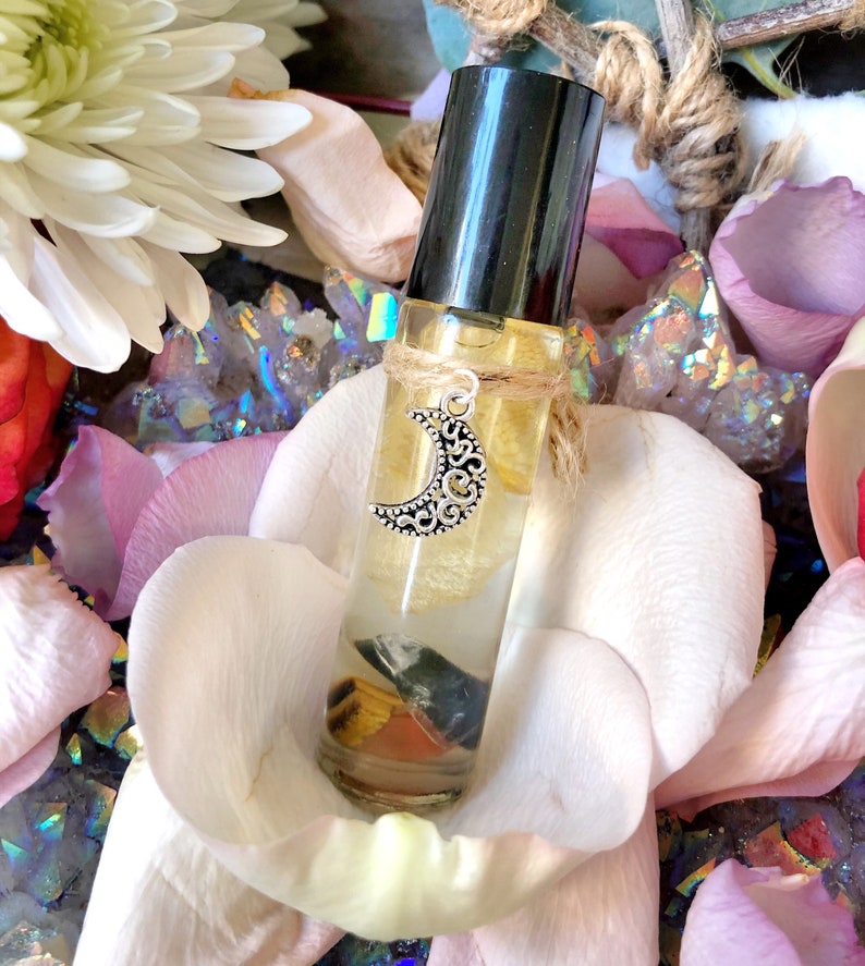 White Witch Essential Oil Perfume,Crystal Infused,Floral,Handmade,Wicca,Anointing Oil,Rollerball Perfume Oil,Apothecary,Aromatherapy image 5