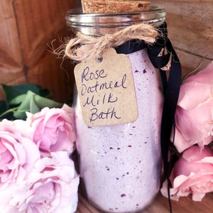 Enchanted Rose Milk Bath,Oatmeal, Apothecary,,Gifts for her,Love Spell,Birthday Gifts,Skincare,Natural,Organic, Gift For Her,Spa Soak,Relax image 3