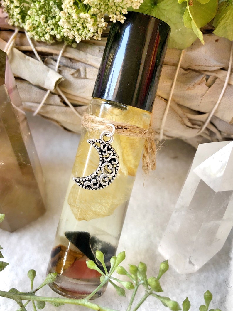 White Witch Essential Oil Perfume,Crystal Infused,Floral,Handmade,Wicca,Anointing Oil,Rollerball Perfume Oil,Apothecary,Aromatherapy image 8