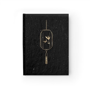Japanese Lantern Gold Minimalist Black Hardcover Journal Notebook Diary Notetaker 128 Blank Pages Animals Travel