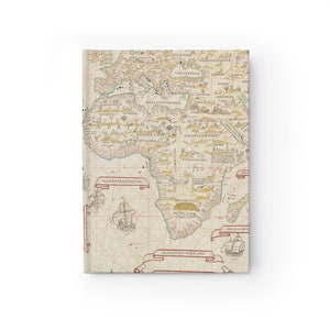 Cuaderno de tapa dura Mapa del mundo (1900) de Diogo Ribeiro Vintage Map Rustic Travel