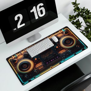 DJ néon musique carte son art tapis de souris d'ordinateur tapis de performance artistique oeuvre d'art pour bureau jeux vidéo jeu de société bureau