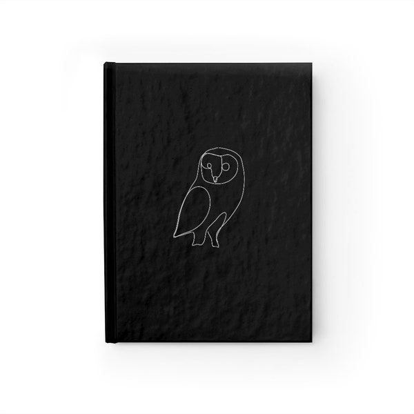 Hibou Noir Minimaliste Relié Journal Carnet Journal Journal Preneur de notes 128 Pages Vierges Animaux Voyage Croquis