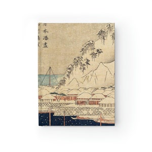 Hardcover Journal Notebook artwork Uraga in Sagami Province Japanese Japan  Vintage Painting Print Blank Pages