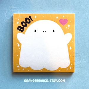 Boo! Blocco note adesive carino e spettrale con amico fantasma, blocco note adesive carino e spettrale per bambini a tema Halloween per scuola, ufficio, appunti per pianificatori