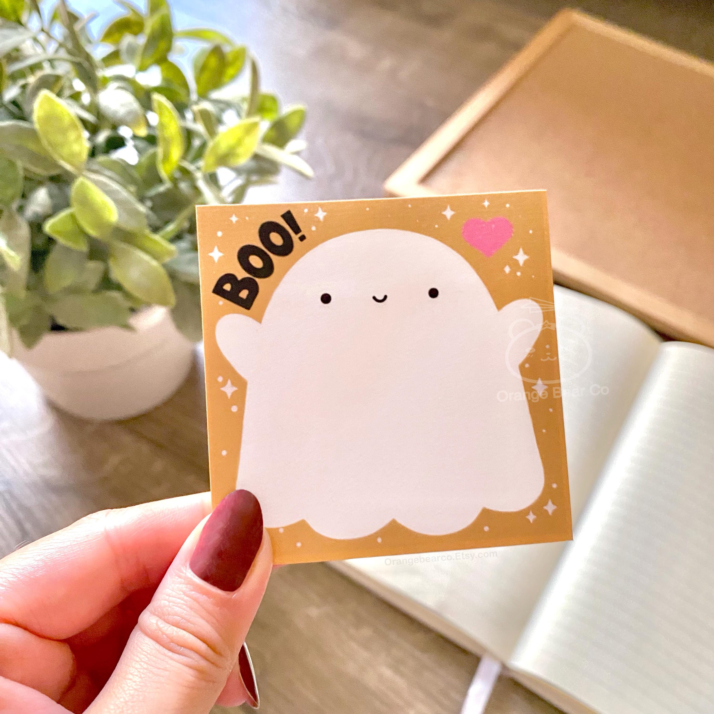 Small Boo Note Boo! Cute and Spooky Ghost Friend Sticky Note Pad, Cute Spooky Kid ...