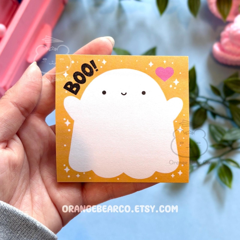 Boo! Cute and Spooky Ghost Friend Sticky Note Pad, Cute Spooky Kid ...