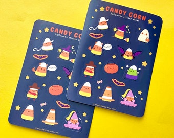 Candy Corn Halloween Sticker Sheet: Waterproof Planner Stickers