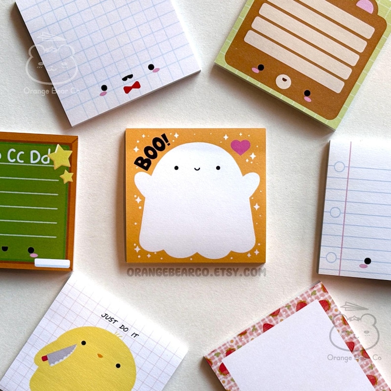 Boo! Cute and Spooky Ghost Friend Sticky Note Pad, Cute Spooky Kid ...