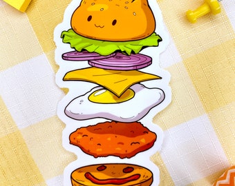 Cute Cat Burger Sticker Fastfood stickers for Scrapbooks, water bottle, journal, lockers, laptop personalization School Supplies
