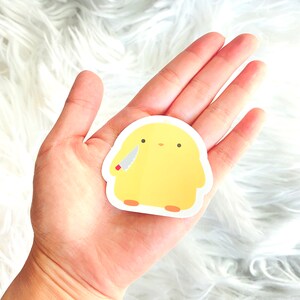 Kawaii Psycho Mes Vogel Glanzend Leuke Grappige Meme Eend Boze Anime Vogel Mad Chicken Cartoon Chick Anime Dier Motiverend