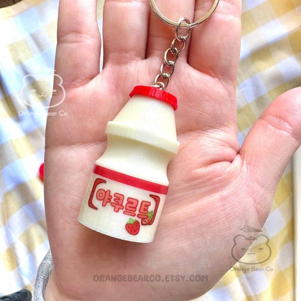 3D Printed Yakult Inspired Pill Container Keychain: Discreet Screw on Cap Hidden Storage