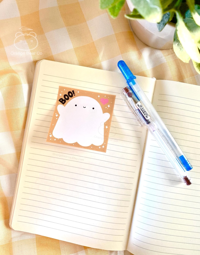 Boo! Cute and Spooky Ghost Friend Sticky Note Pad, Cute Spooky Kid ...