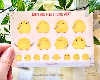 Duck Holding Knife Sticker Sheet: Funny Meme Stickers