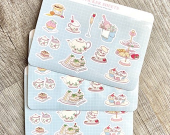 Tea Party Sticker Sheet: Cottagecore Planner Stickers