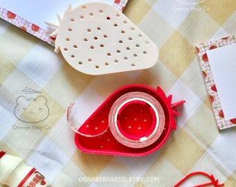 Red Strawberry Washi Tape Dispenser, Cute Office Decor