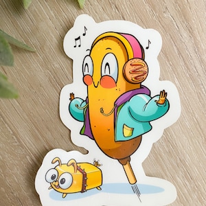 Corndog und corn Dog Aufkleber Spaß Gym Workout Sticker Corn Pun Corny Food Aufkleber Niedliche y2k Ästhetik Laufende Kumpel Brotphone Aufkleber