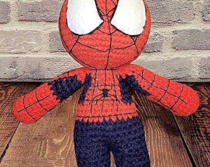 Spiderman inspired crochet doll