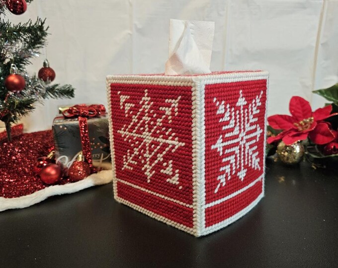 Christmas Snowflake tissue box cover, decor, table decoration, Santa, Reindeer, Elf