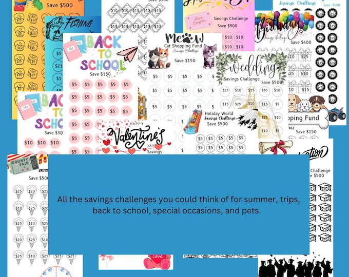 16 Savings challenge PDF's |summer|trips|Back to school|anniversary